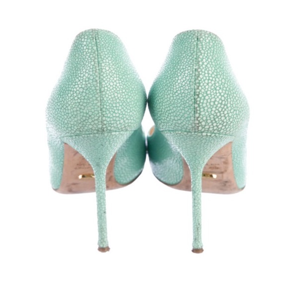 Sergio Rossi Turquoise Embossed 4” Pumps - Picture 4 of 6